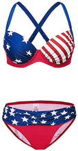 Load image into Gallery viewer, Athletic Padded American Flag Two-Piece Swimsuits