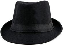 Load image into Gallery viewer, Men&#39;s Black Fedora Panama Jazz Hat