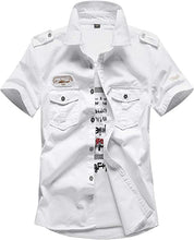 Load image into Gallery viewer, Men&#39;s Military White Button Down Short Sleeve Tactical Shirt