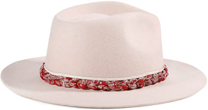 Cream Pink Firm Wool Panama Rancher Hat