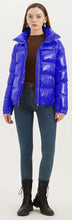 Load image into Gallery viewer, Quilted Blue Shiny Padded Women&#39;s Puffer Jacket