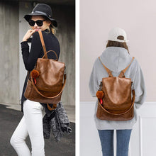 Load image into Gallery viewer, Mocha Brown Faux Leather Convertible Backpack