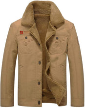 Load image into Gallery viewer, Men&#39;s Khaki Winter Fleece Military Bomber Jacket