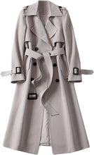 Load image into Gallery viewer, High Society Grey Belted Notched Lapel Collar Double Breasted Coat