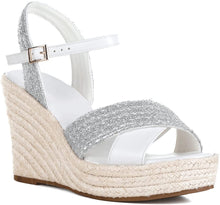 Load image into Gallery viewer, Wedge Ankle Strap White Open Toe Platform Sandals