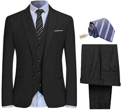 Men's Black High Society Tuxedo Blazer 3pc Suit Set
