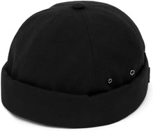 Load image into Gallery viewer, Men&#39;s Black Brimless Leather Strap Beanie Cap