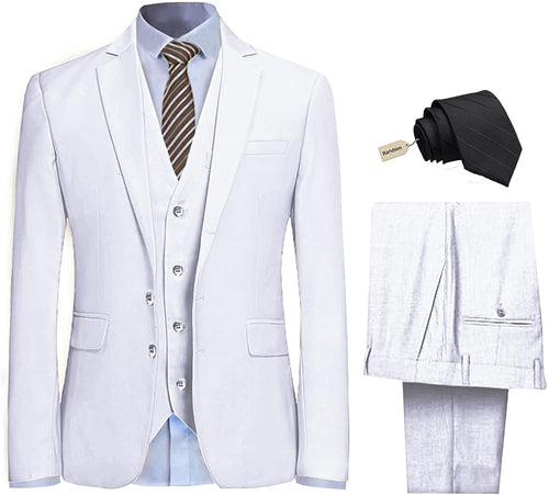 Men's White High Society Tuxedo Blazer 3pc Suit Set