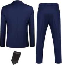 Load image into Gallery viewer, Men&#39;s Navy Blue 3pc Long Sleeve Men&#39;s Suit