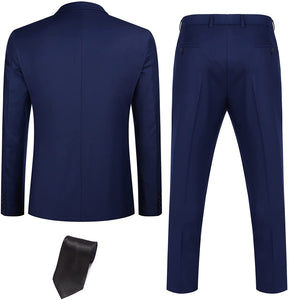 Men's Navy Blue 3pc Long Sleeve Men's Suit