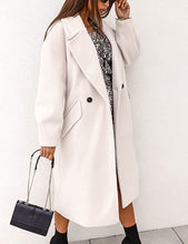 Load image into Gallery viewer, Winter Warm White Notch Lapel Double Breasted Long Pea Coat