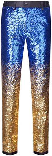 Men's Gradient Blue/Gold Sequin Dress Pants