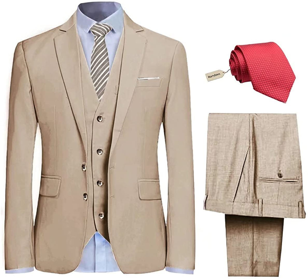Men's Beige High Society Tuxedo Blazer 3pc Suit Set