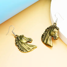 Load image into Gallery viewer, Vintage Horse Copper Dangle Drop Western Earrings