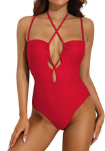 Load image into Gallery viewer, Dramatic Adjustable Halter Straps One Piece Bathing Suits