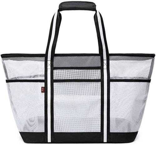 Black & White Oversized Mesh Tote Beach Bag