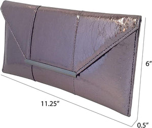 Glam Metallic Silver Envelope Style Clutch Purse