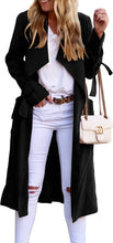Load image into Gallery viewer, Vintage Black Windproof Open Front Long Trench Coat