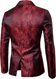 Striking Burgundy Men's 2 Piece Paisley Dress Suit