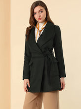 Load image into Gallery viewer, Wrap Shawl Collar Black Belted Women&#39;s Blazer