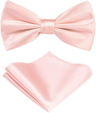 Men's Blush Pink Pre-tied Bow Tie and Pocket Square Sets