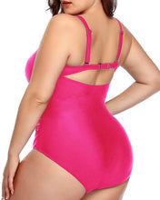 Load image into Gallery viewer, One Piece High Waisted Pink Monokini Plus Size Swimsuit