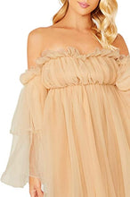 Load image into Gallery viewer, Romantic Chiffon Beige Off Shoulder Tulle Dress