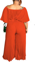 Load image into Gallery viewer, Plus Size Orange Pleated Off Shoulder Jumpsuit