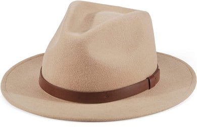 Women's Beige - Brown Belt Australian Wool Classic Hat