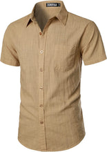 Load image into Gallery viewer, Men&#39;s Black Linen Button Up Short Sleeve Shirt