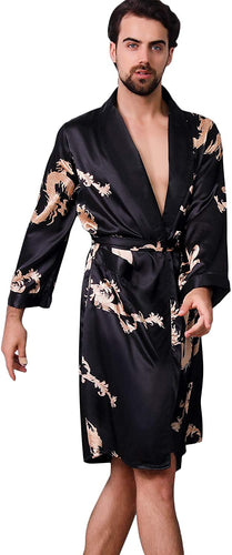 Men's Luxurious Dragon Long Sleeve Kimono Robe