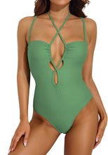 Load image into Gallery viewer, Dramatic Adjustable Halter Straps One Piece Bathing Suits