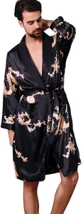 Men's Luxurious Dragon Long Sleeve Kimono Robe