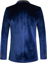 Load image into Gallery viewer, Elegant Blue Velvet Men&#39;s Blazer Sport Coat