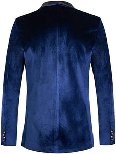 Elegant Blue Velvet Men's Blazer Sport Coat