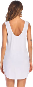 Tank Style White Sleeveless Bathing Suit Cover Up