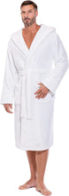 Load image into Gallery viewer, Men&#39;s White Long Sleeve Soft Fuzzy Hooded Robe