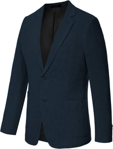 Men's Notched Lapel Collar Navy Blue Tailored Blazer Sport Coat
