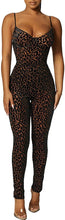 Load image into Gallery viewer, V-Neck Leopard Print Sleeveless Bodycon Jumpsuits