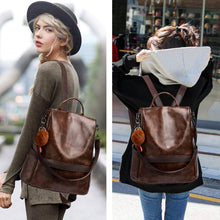 Load image into Gallery viewer, Soft Brown Faux Leather Waterproof Backpack