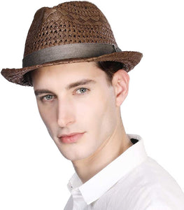 Men's Black Textured Fedora Hat
