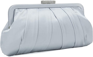 Special Occasion Satin Pleated White Evening Bag