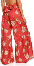Load image into Gallery viewer, Beautiful Red Rose Printed Bohemian Palazzo Wide Leg Pants