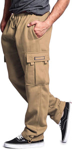 Men's Baggy Khaki Fleece Cargo Sweatpants