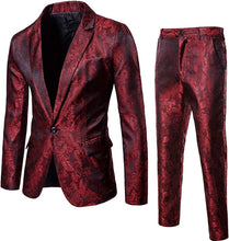 Load image into Gallery viewer, Striking Burgundy Men&#39;s 2 Piece Paisley Dress Suit