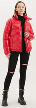 Load image into Gallery viewer, Quilted Red Shiny Padded Women&#39;s Puffer Jacket