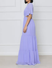 Load image into Gallery viewer, Pastel Green V Neck Short Sleeve Summer Maxi Dress