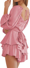 Load image into Gallery viewer, Wrapped  Off Shoulder Pink Long Sleeve Flowy Jumpsuit