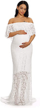 Load image into Gallery viewer, Maternity Ruffles Lace White Off Shoulder Long Maxi Dress