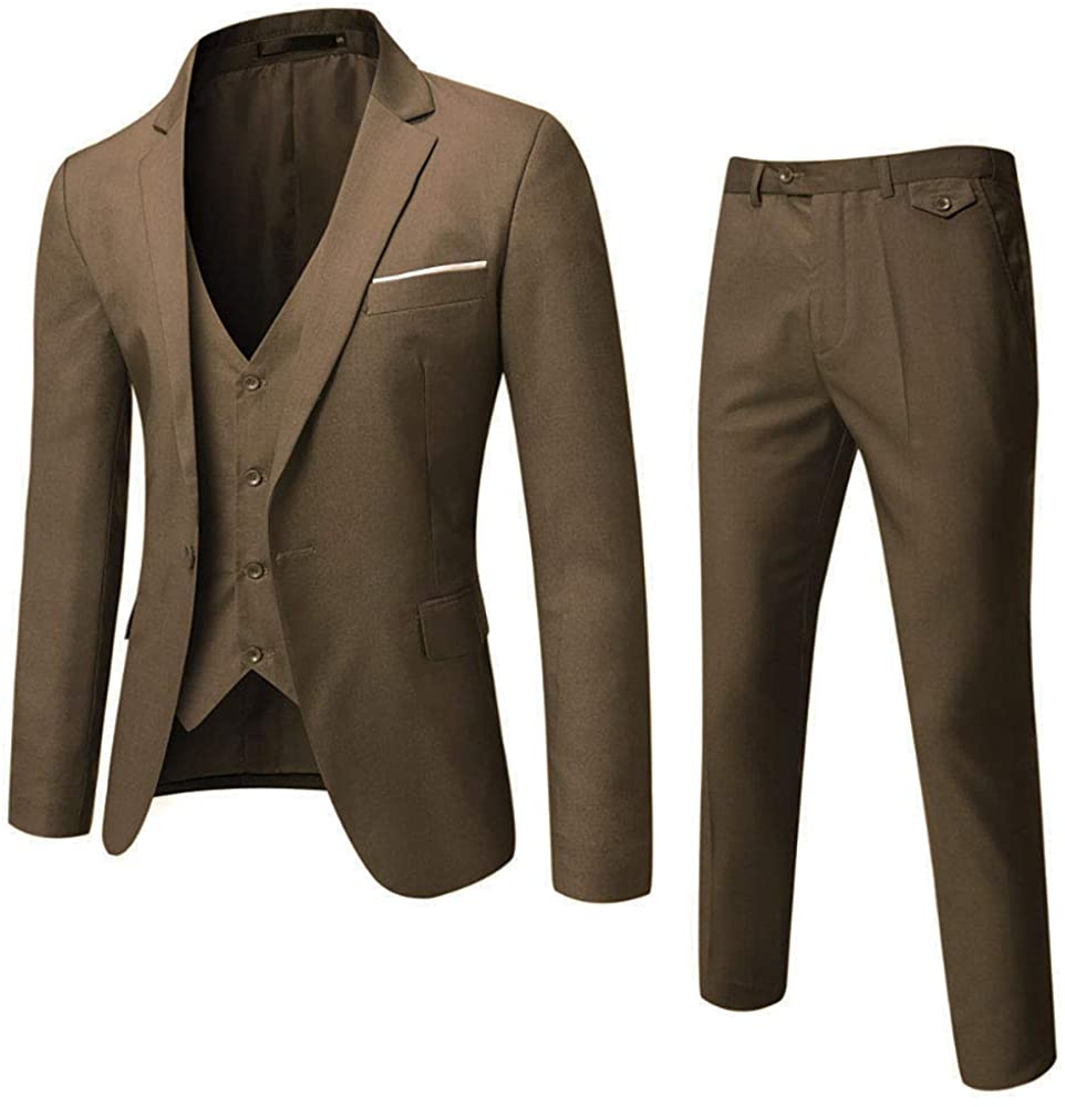 One Button Brown Tuxedo 3-Piece Men’s Suit